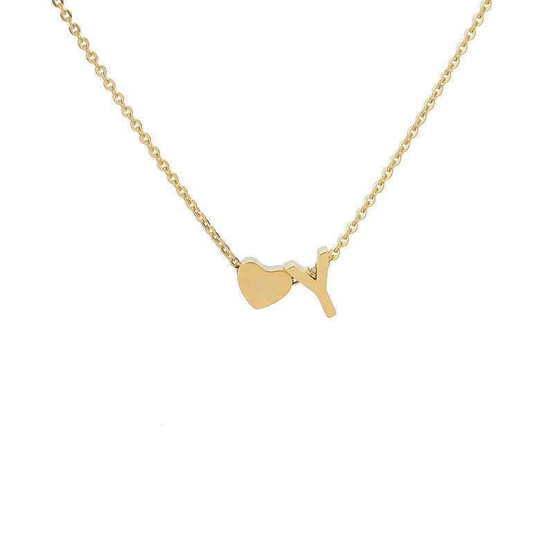 Simple Love Necklace Stainless Steel English 26 Letters